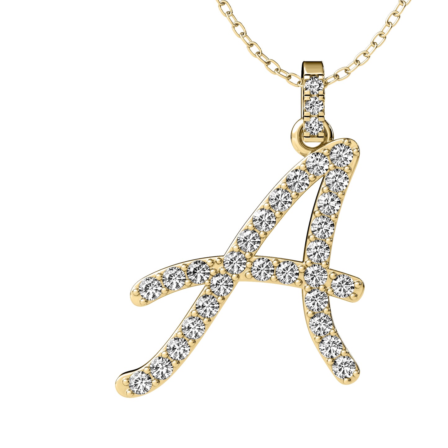 Diamond initial pendant 14K yellow/white/rose P859 19mm