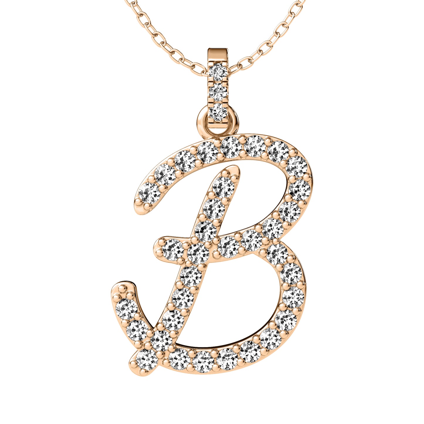 Diamond initial pendant 14K yellow/white/rose P859 19mm