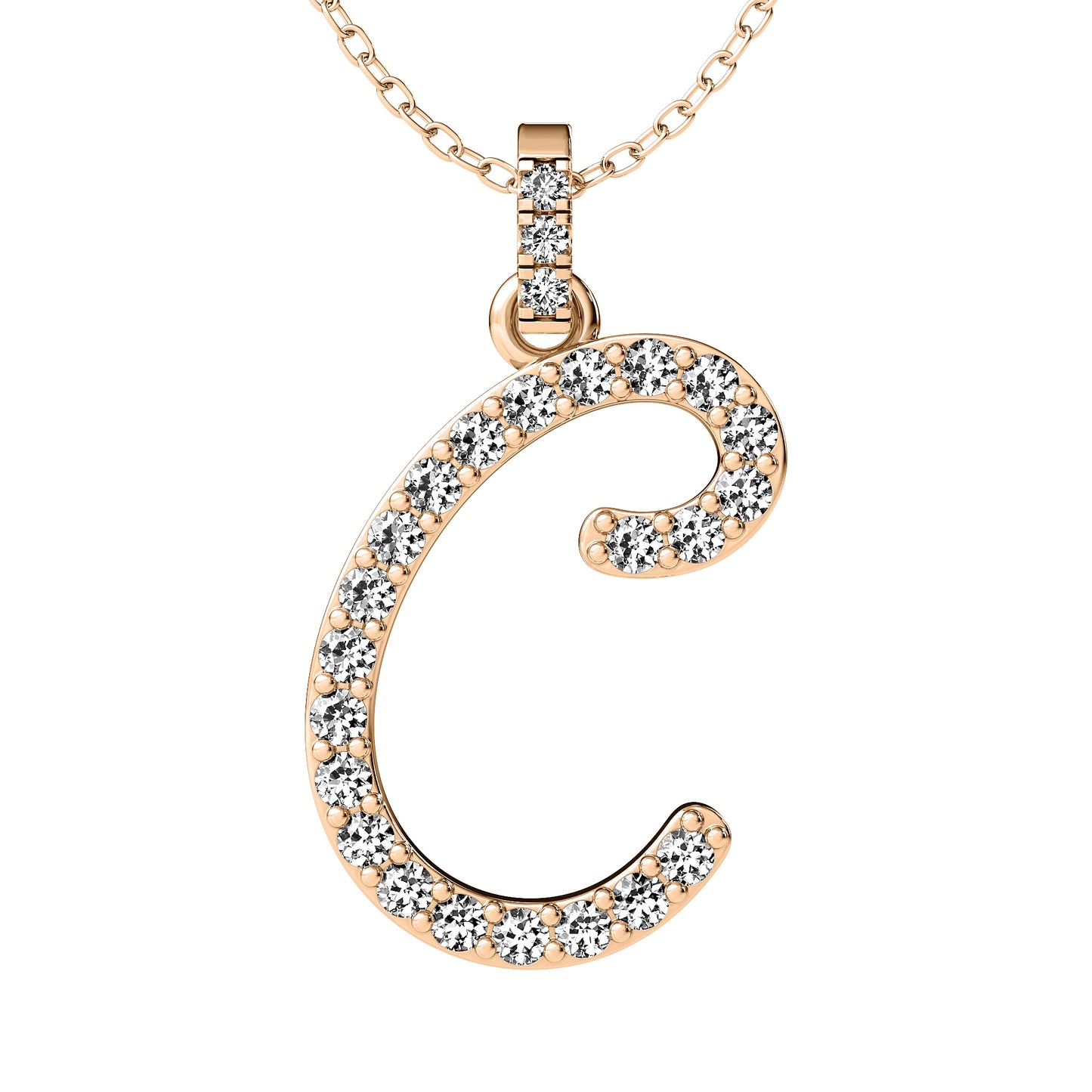 Diamond initial pendant 14K yellow/white/rose P859 19mm