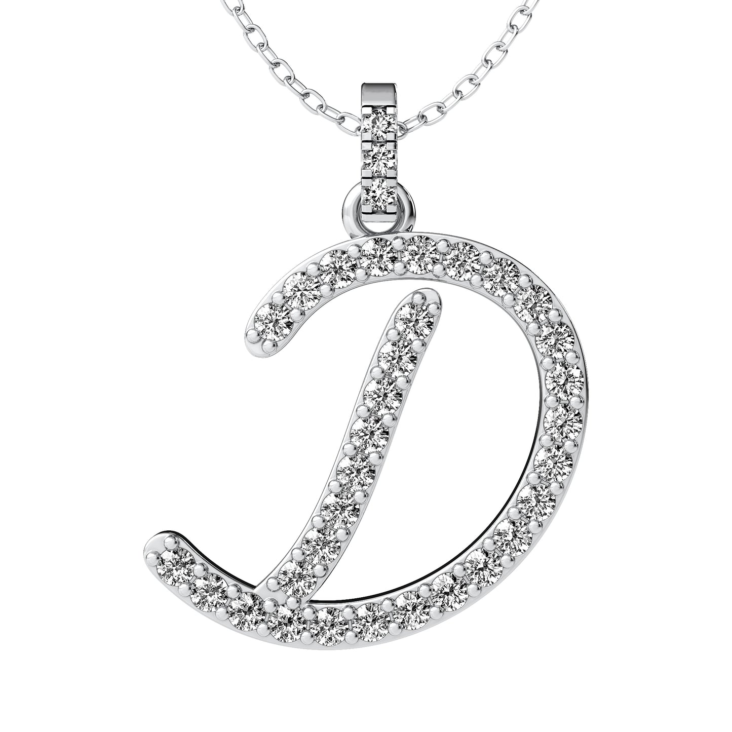 Diamond initial pendant 14K yellow/white/rose P859 19mm