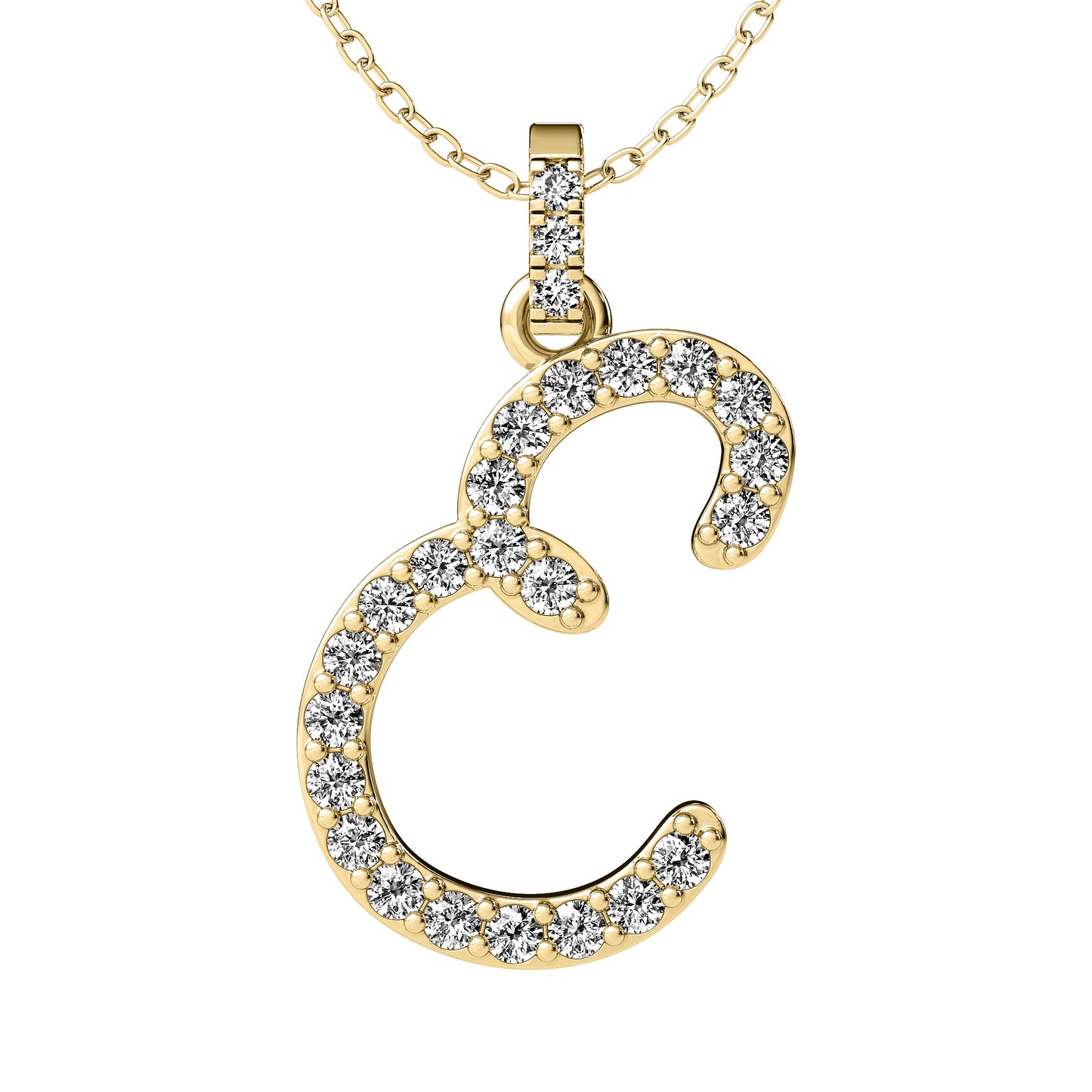 Diamond initial pendant 14K yellow/white/rose P859 19mm