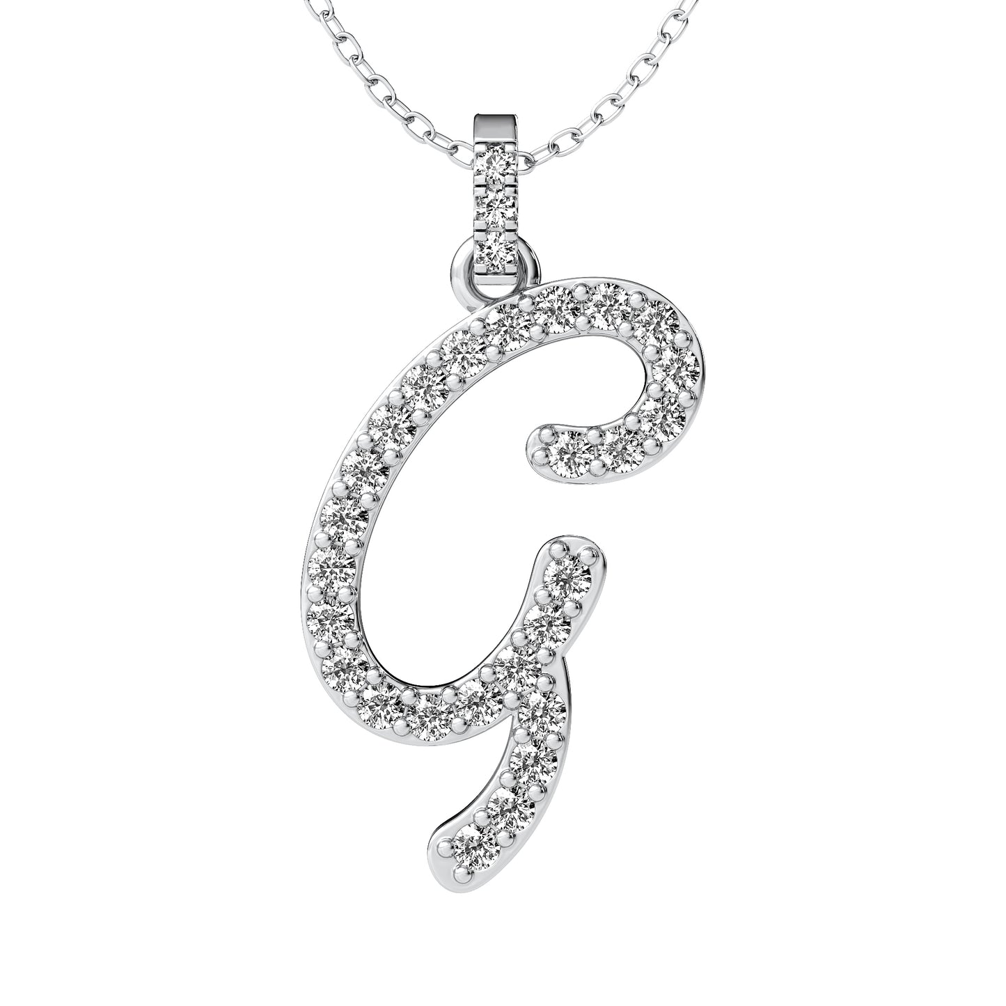 Diamond initial pendant 14K yellow/white/rose P859 19mm