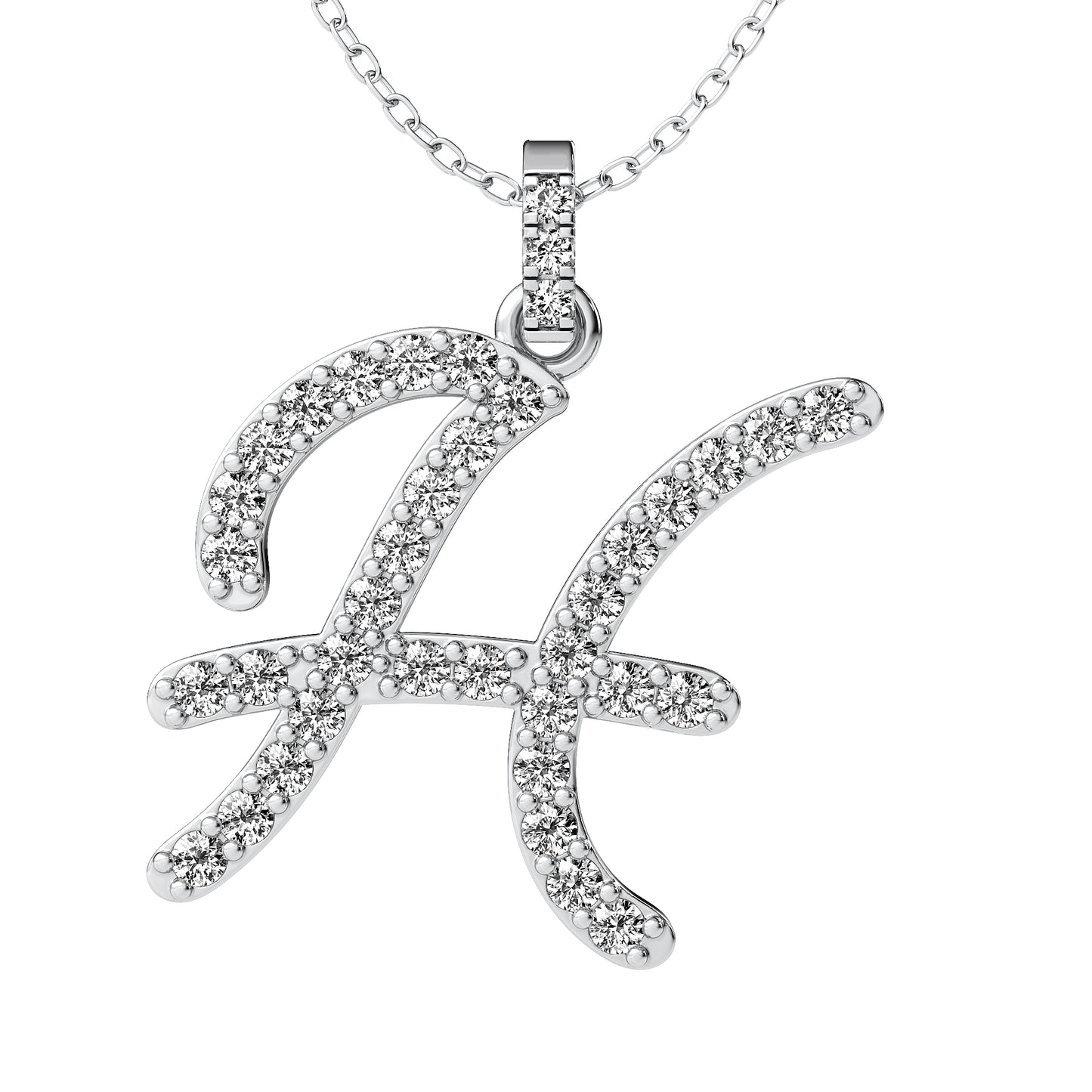 Diamond initial pendant 14K yellow/white/rose P859 19mm