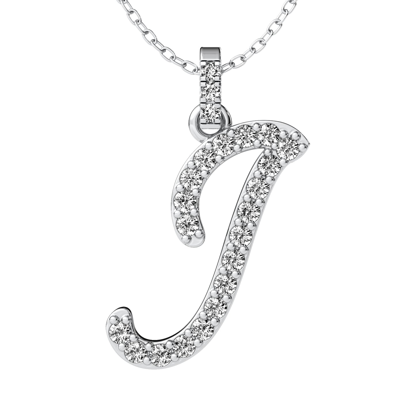 Diamond initial pendant 14K yellow/white/rose P859 19mm