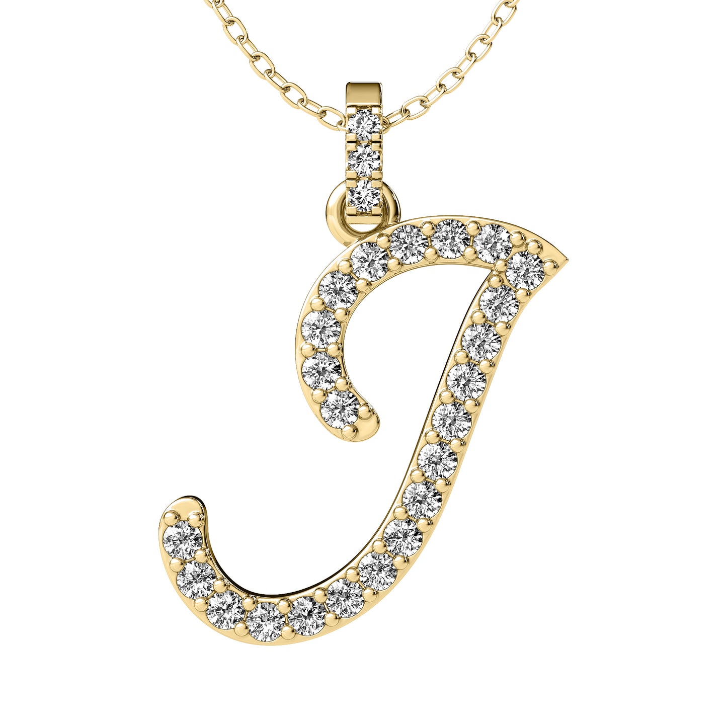 Diamond initial pendant 14K yellow/white/rose P859 19mm