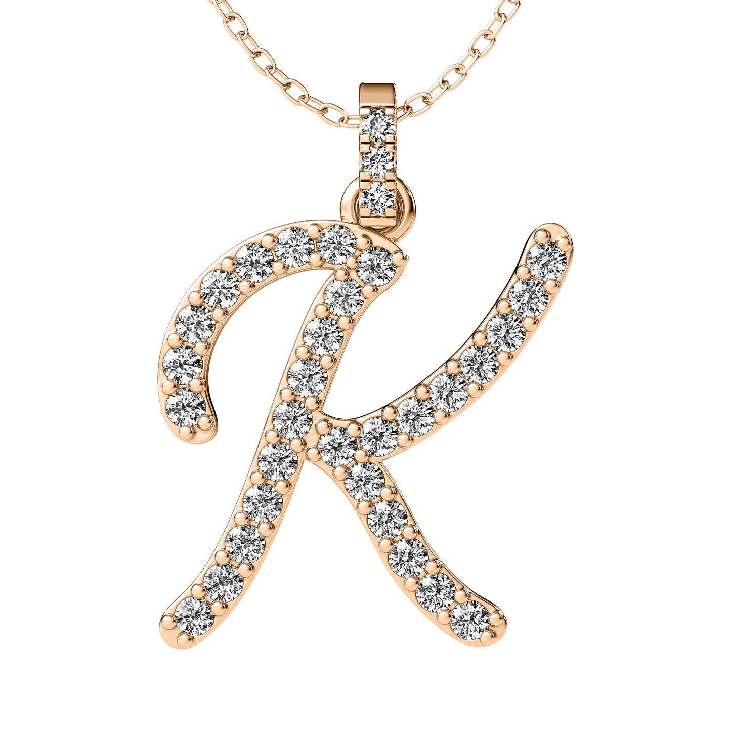 Diamond initial pendant 14K yellow/white/rose P859 19mm