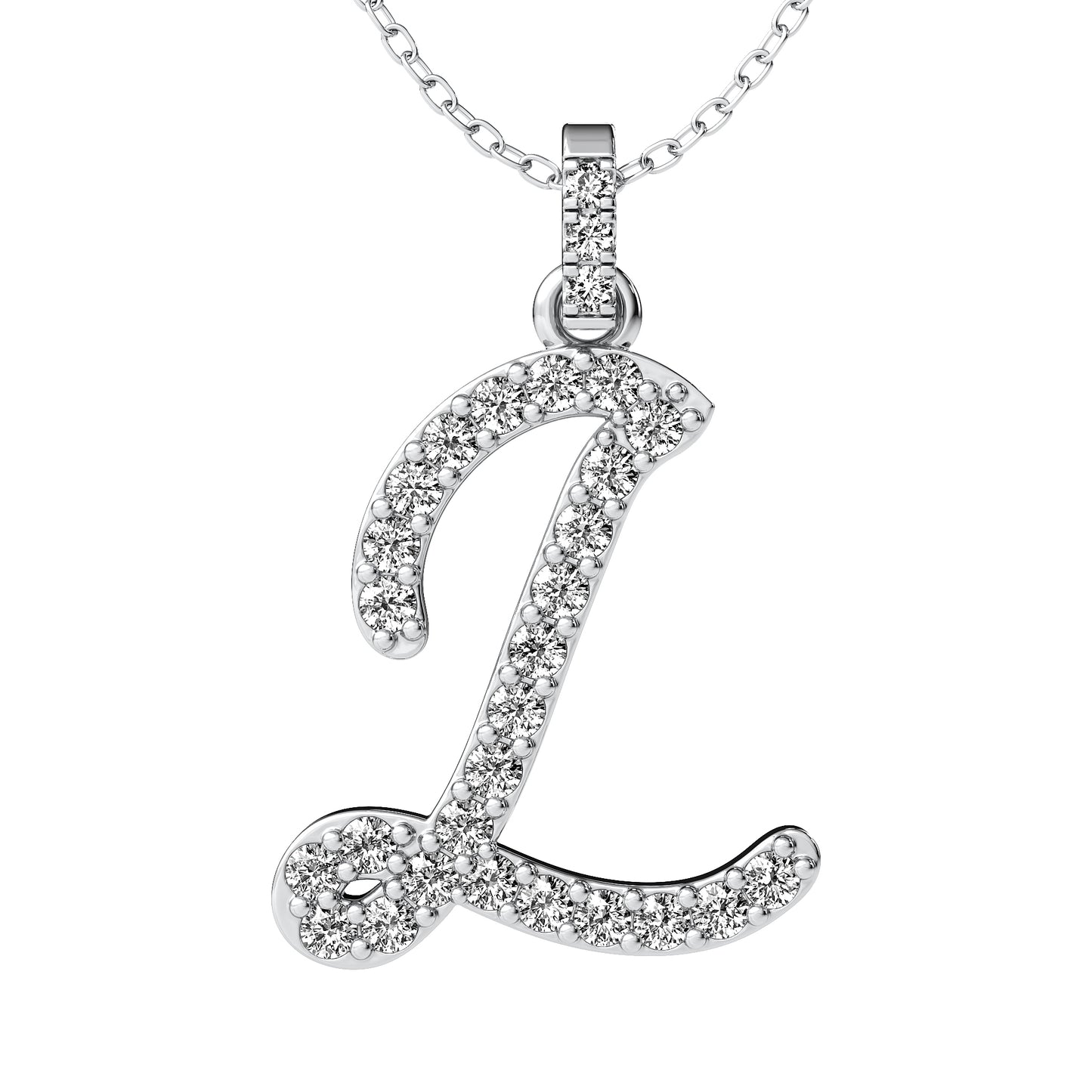 Diamond initial pendant 14K yellow/white/rose P859 19mm