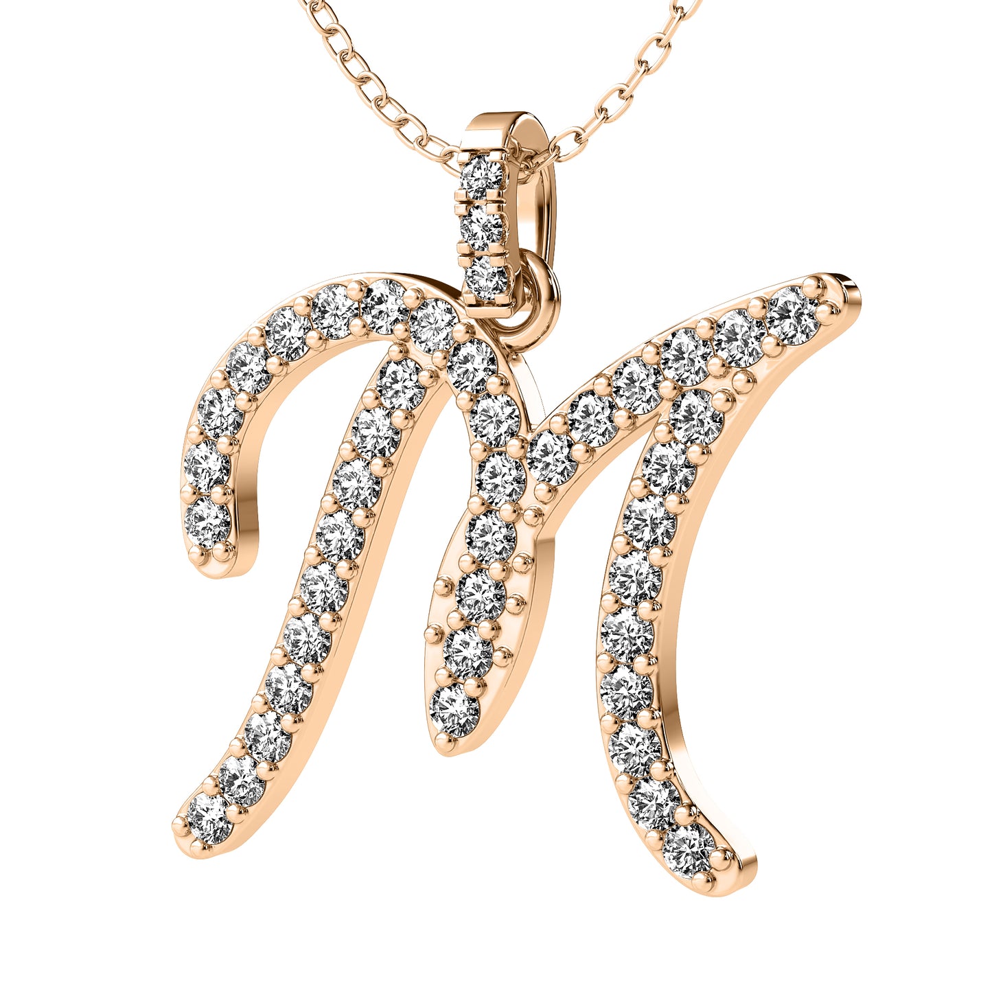 Diamond initial pendant 14K yellow/white/rose P859 19mm