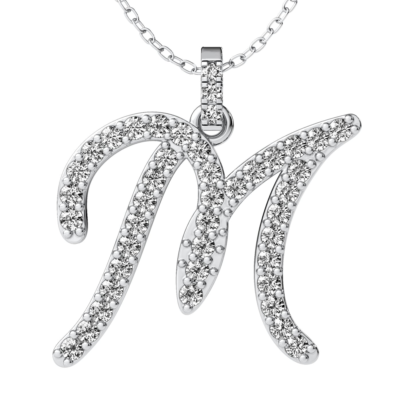 Diamond initial pendant 14K yellow/white/rose P859 19mm