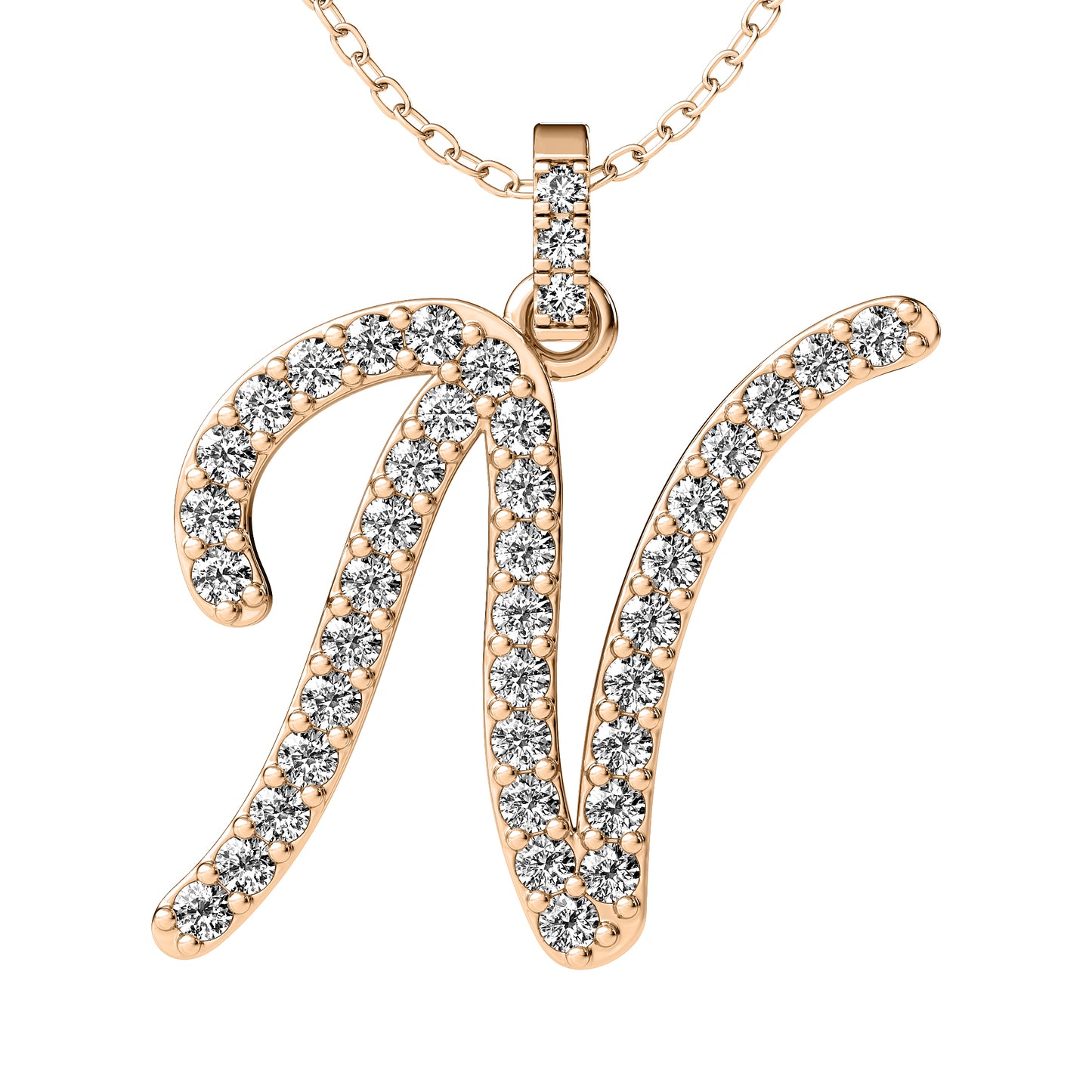 Diamond initial pendant 14K yellow/white/rose P859 19mm