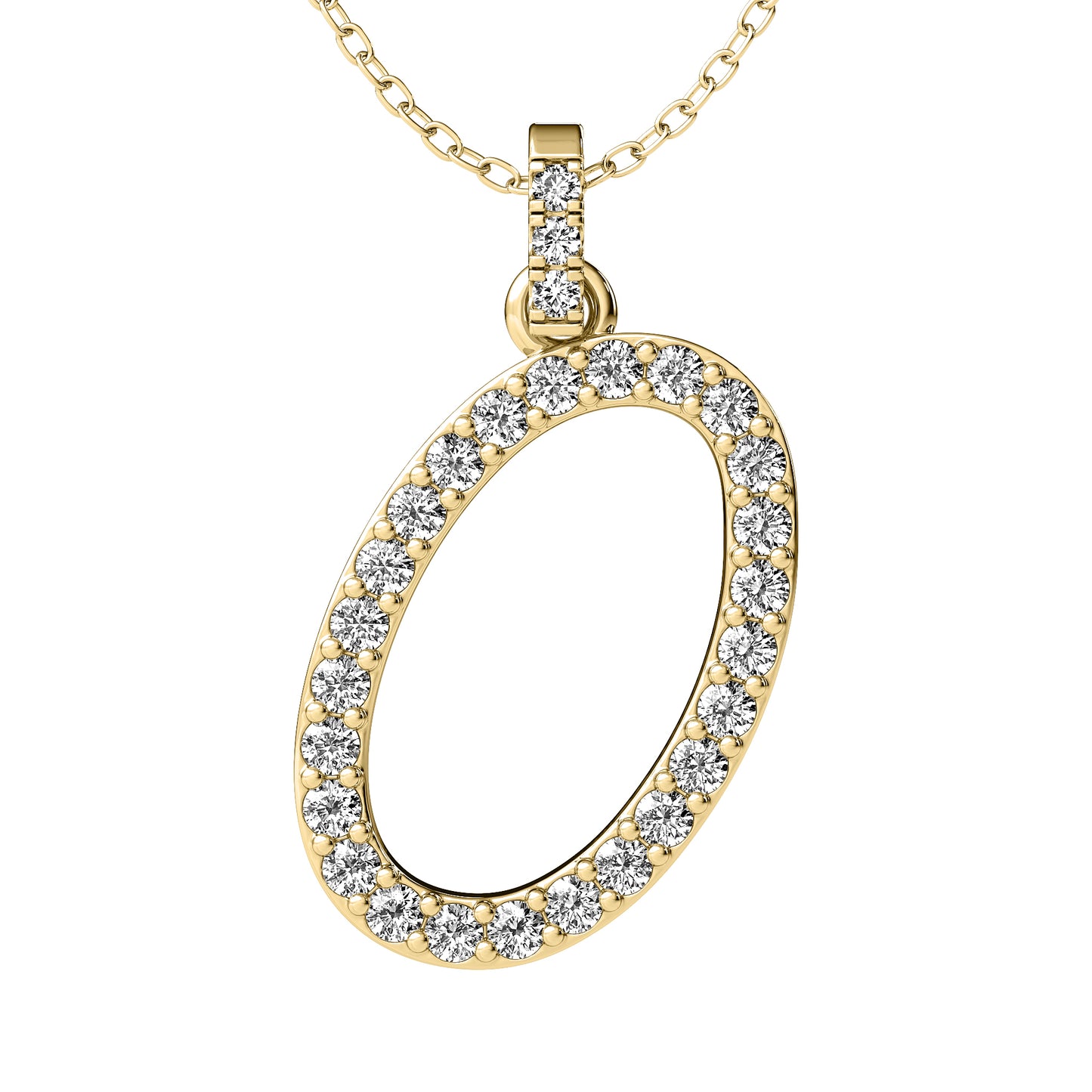 Diamond initial pendant 14K yellow/white/rose P859 19mm