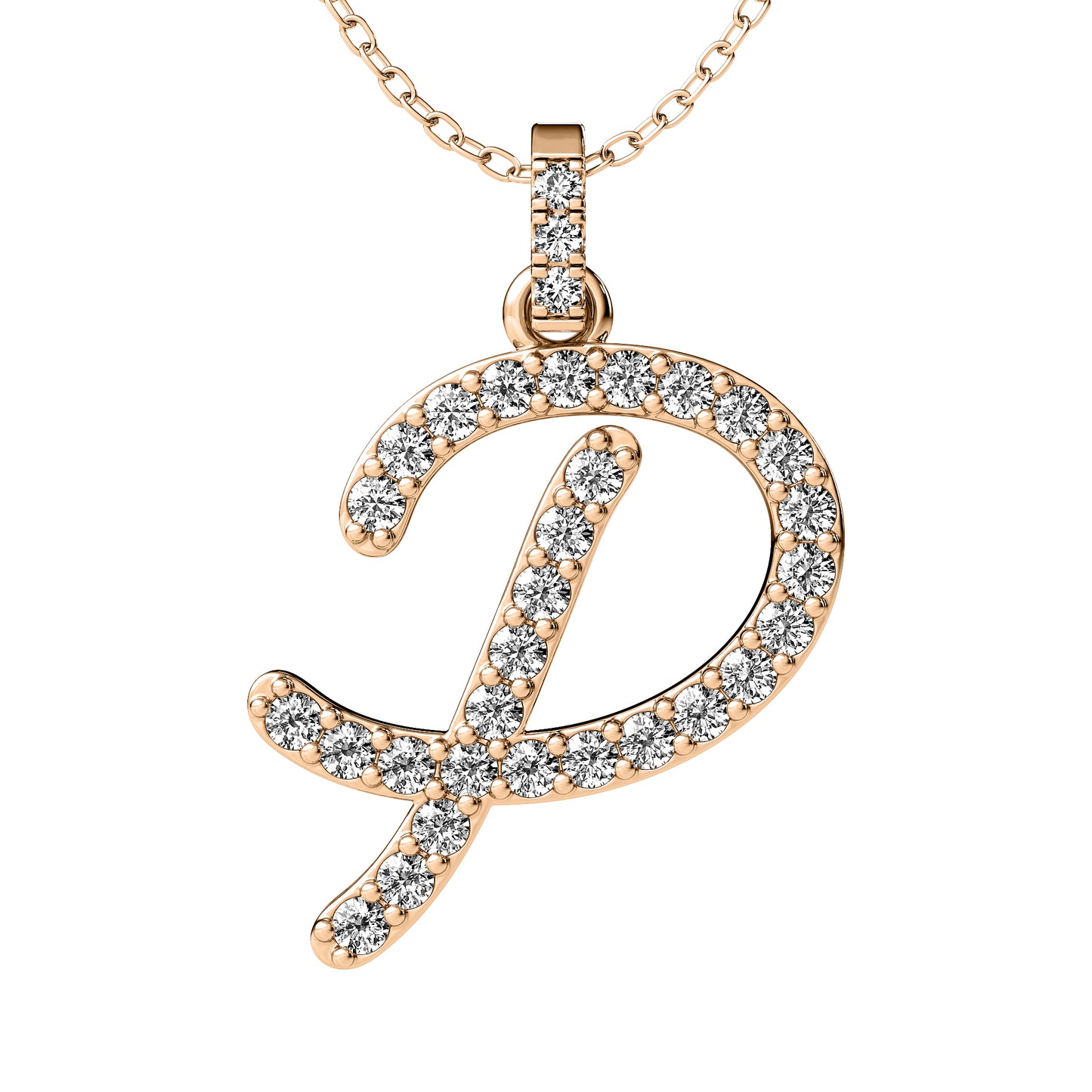 Diamond initial pendant 14K yellow/white/rose P859 19mm