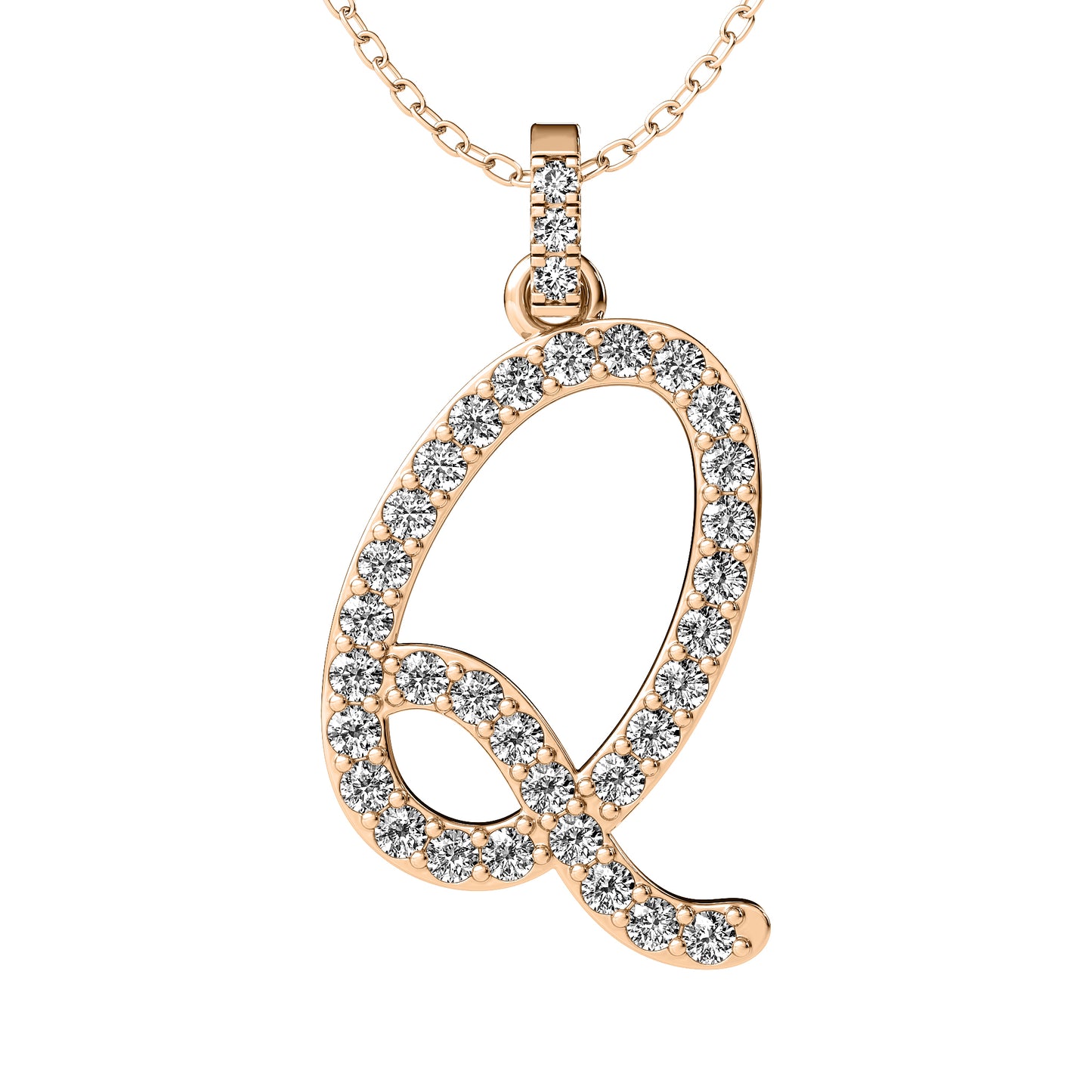 Diamond initial pendant 14K yellow/white/rose P859 19mm