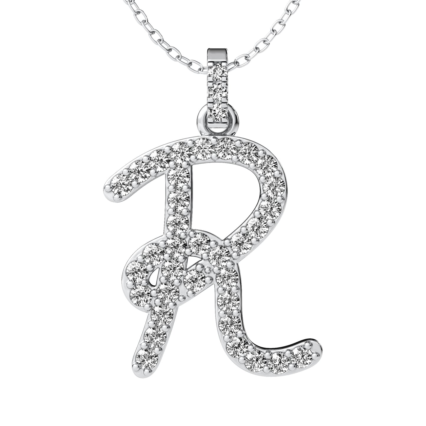 Diamond initial pendant 14K yellow/white/rose P859 19mm