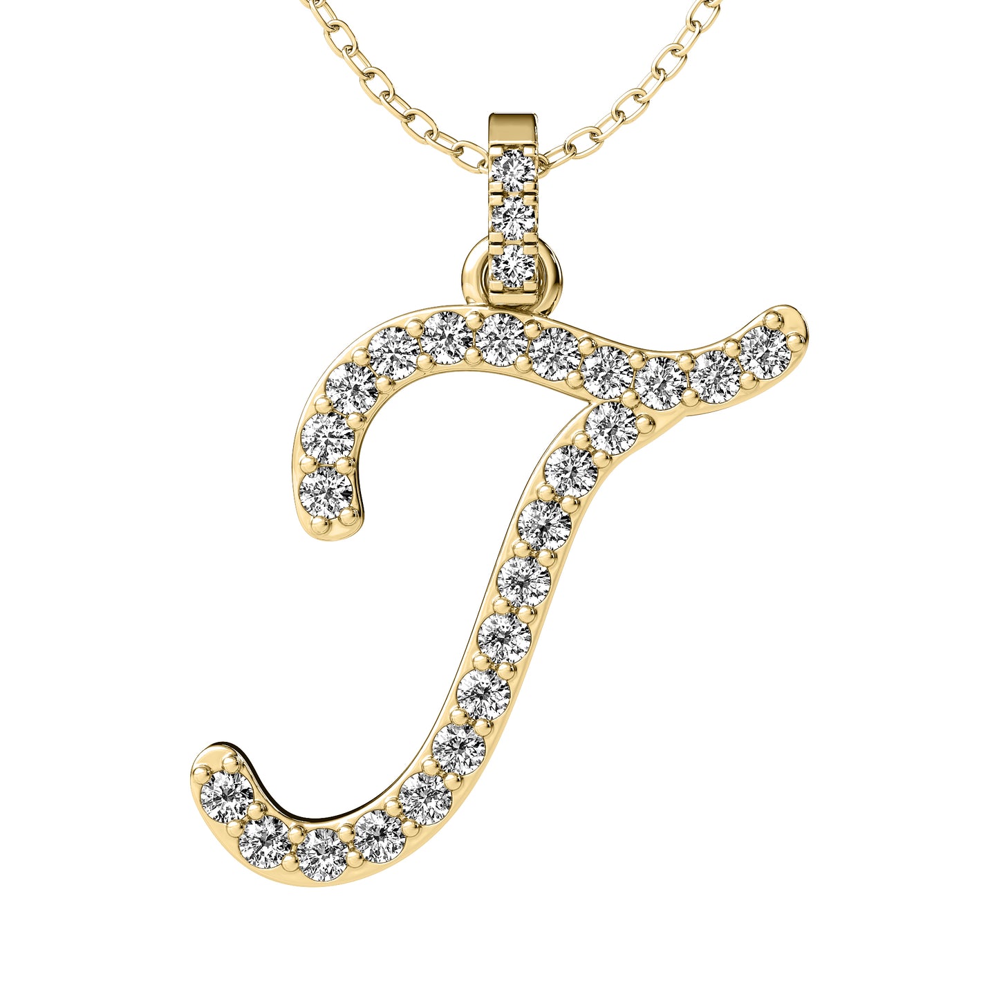 Diamond initial pendant 14K yellow/white/rose P859 19mm