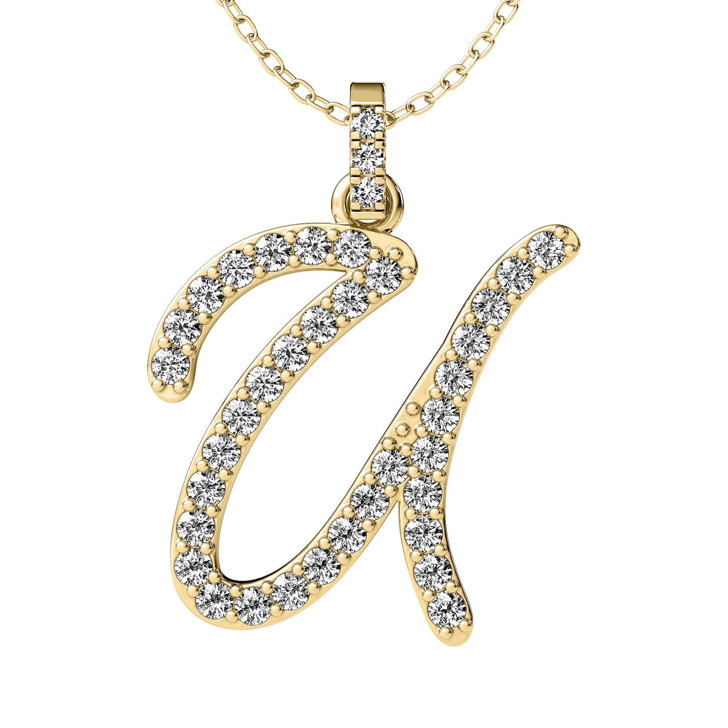 Diamond initial pendant 14K yellow/white/rose P859 19mm