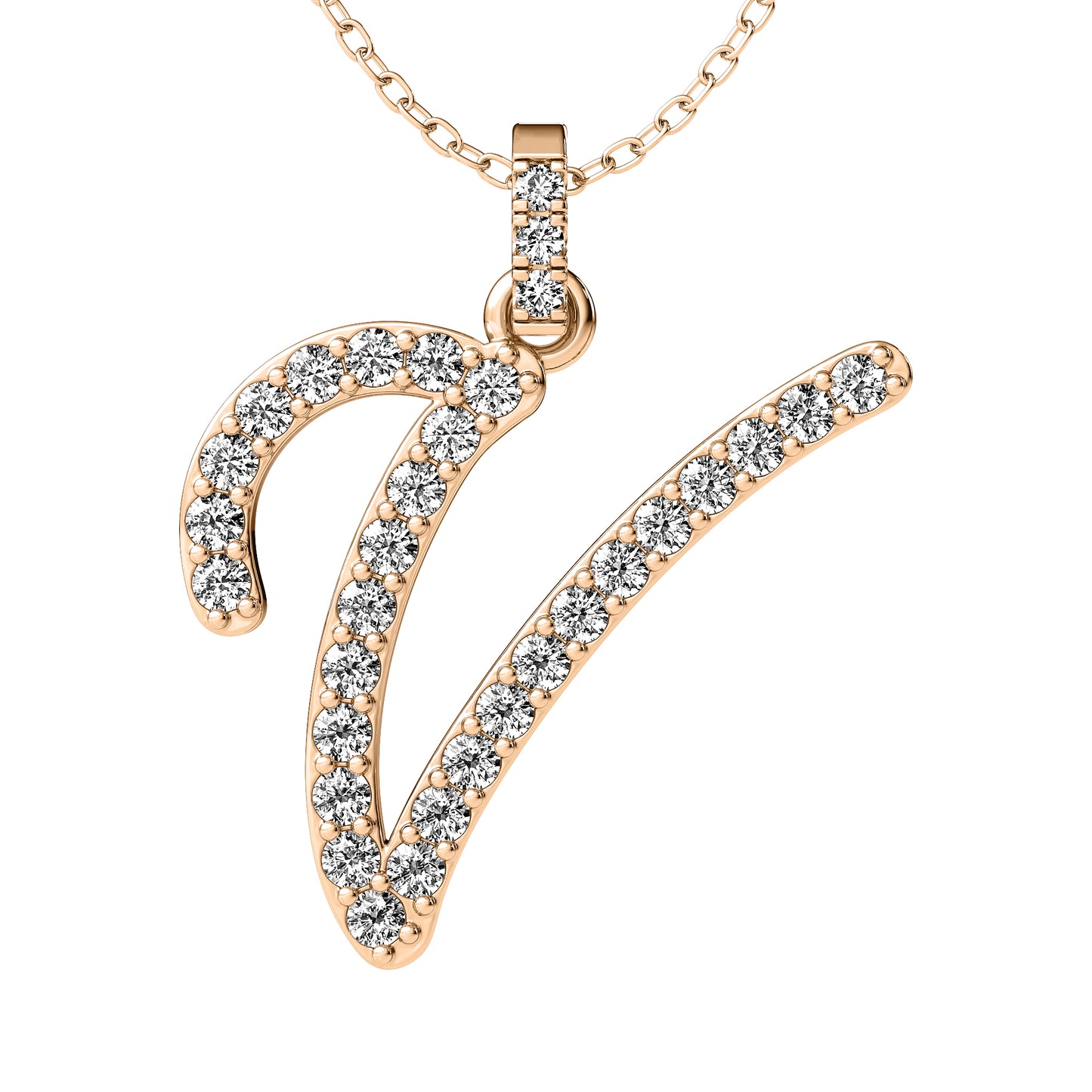 Diamond initial pendant 14K yellow/white/rose P859 19mm