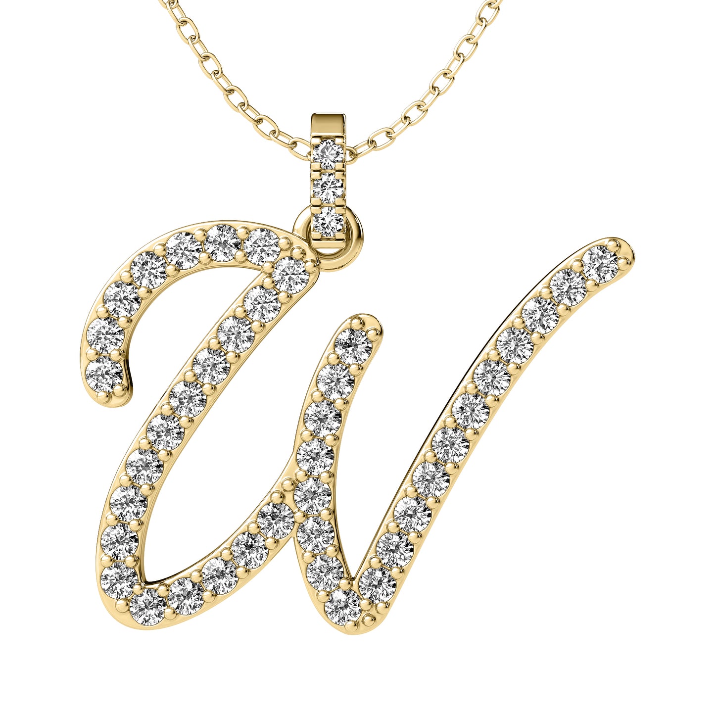 Diamond initial pendant 14K yellow/white/rose P859 19mm