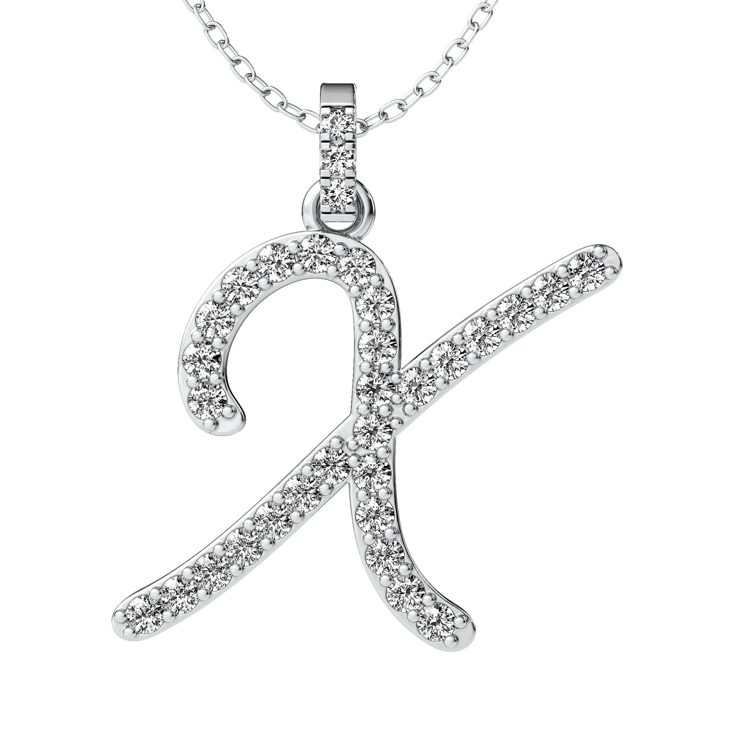 Diamond initial pendant 14K yellow/white/rose P859 19mm