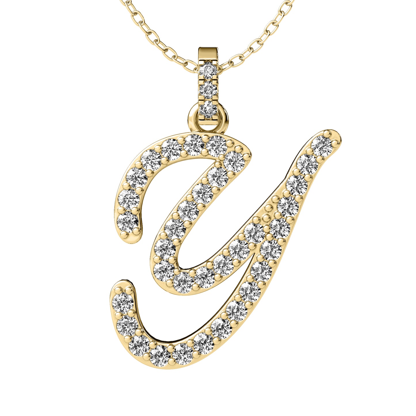 Diamond initial pendant 14K yellow/white/rose P859 19mm