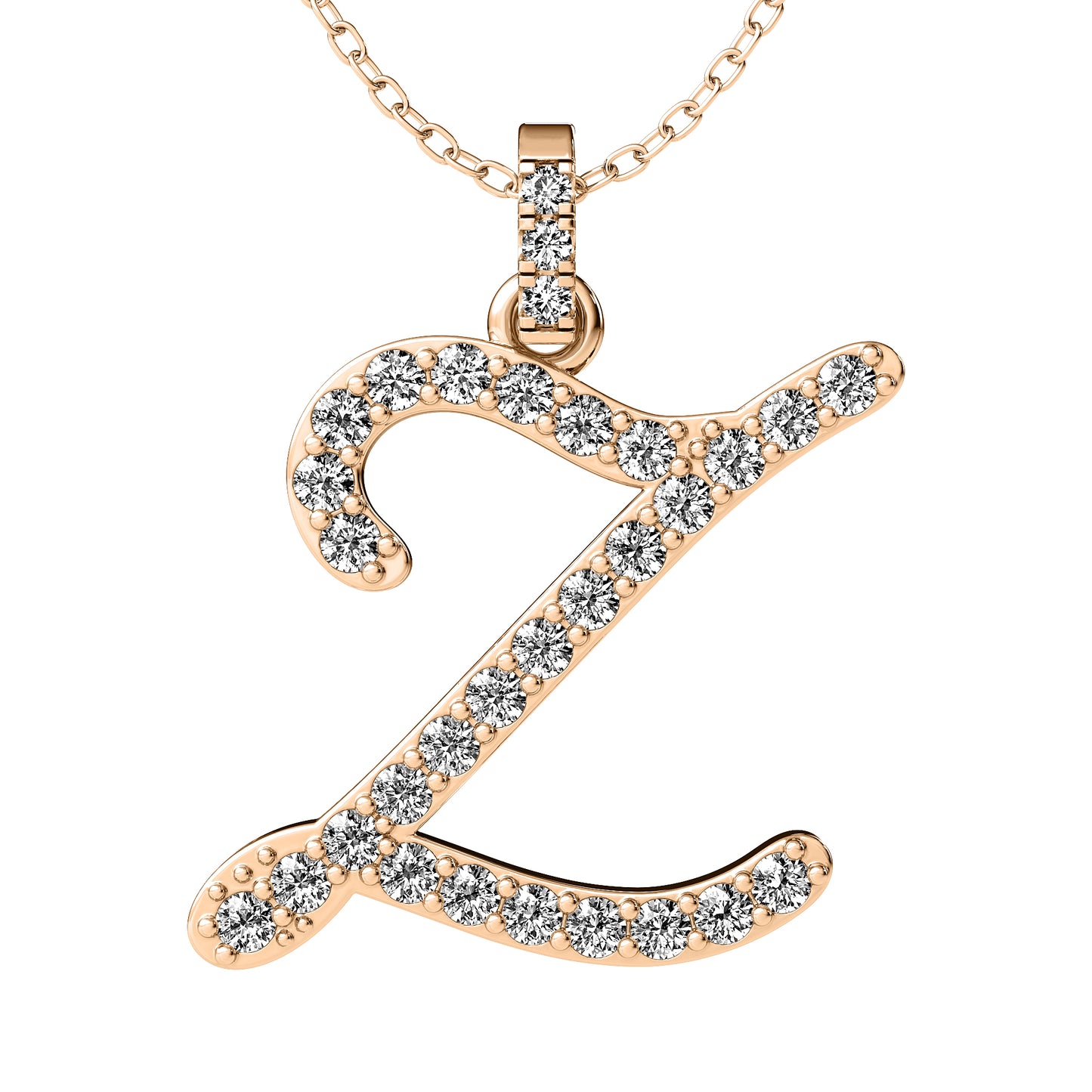 Diamond initial pendant 14K yellow/white/rose P859 19mm