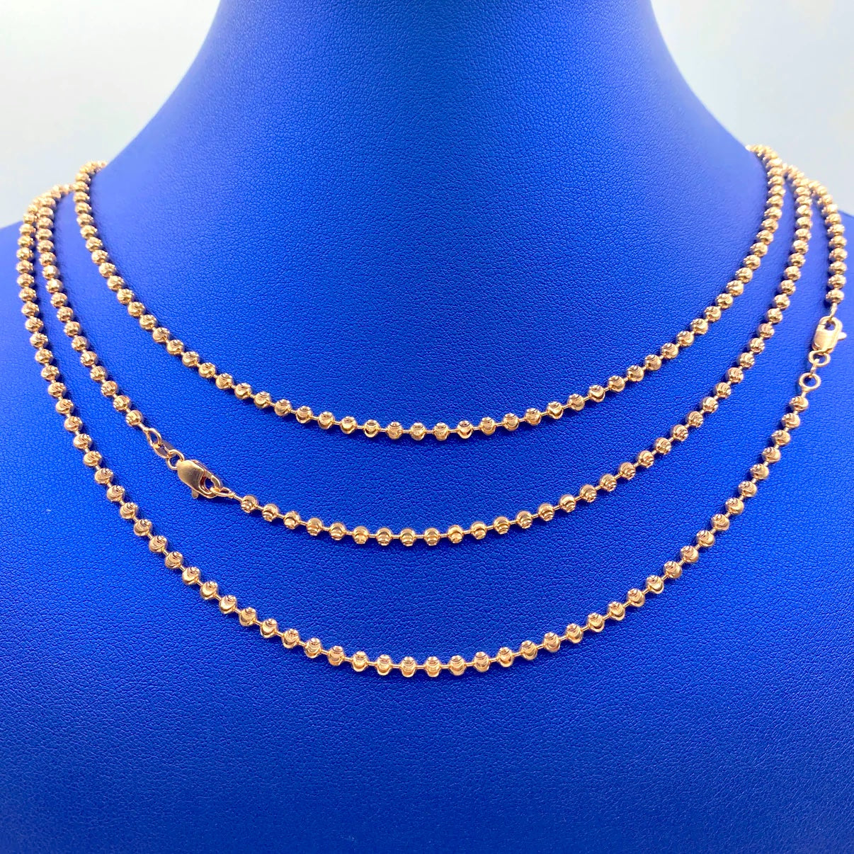 14K Rose Gold Moon Cut Chain 3.2mm