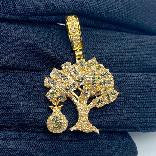 10k Gold Diamond Money Tree Pendant