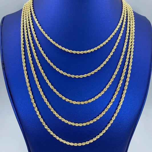 10K Yellow Gold Rope Chain 3mm