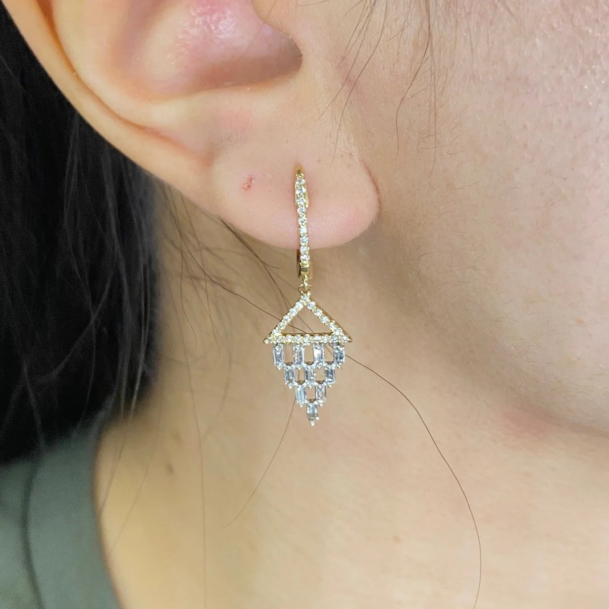 14k Gold Diamond Chandelier Drop Earring