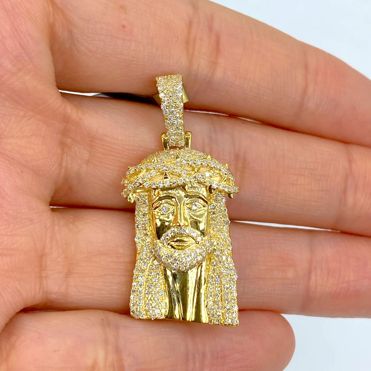 10k/14k Gold Diamond Jesus Head Pendant