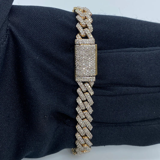 10K Gold Diamond Cuban Bracelet 8.5mm