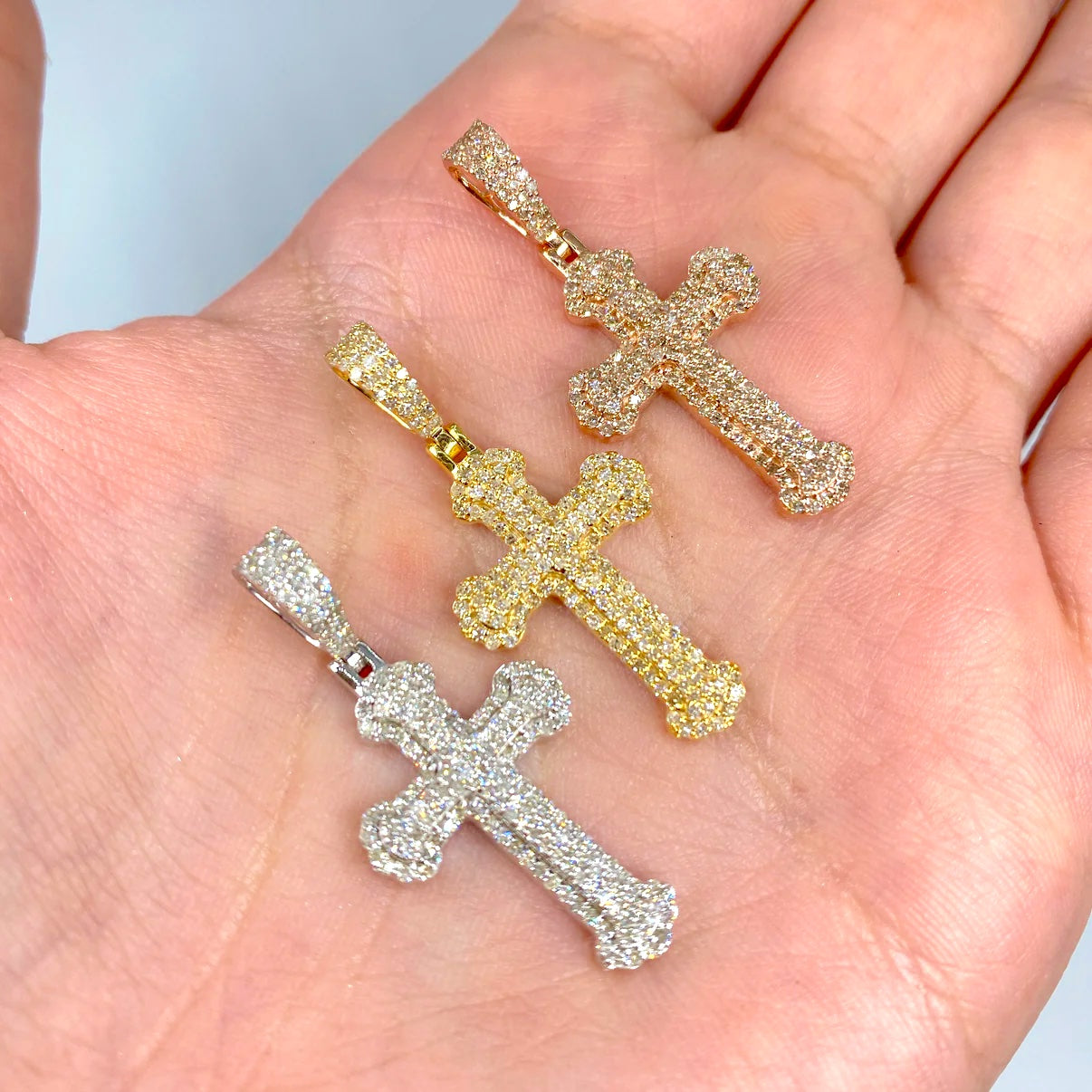 14K Gold Diamond Cross Pendant