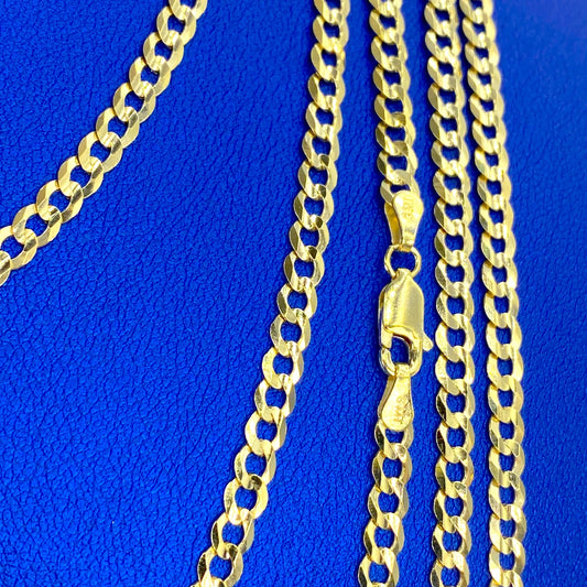 10K Yellow Gold Flat Miami Cuban Link Chain 4mm