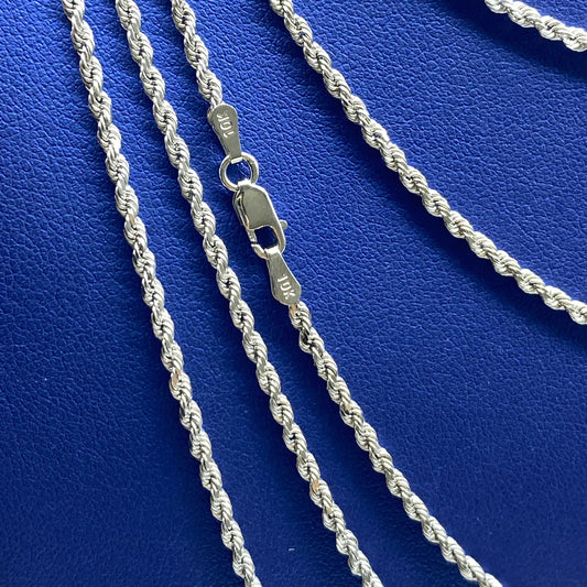 10K White Gold Rope Chain 2.7mm