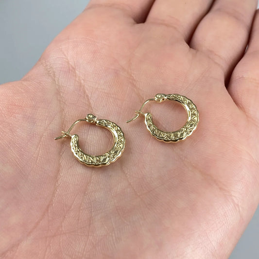 10K Yellow Gold Circle Hoop Earring 0.6inches