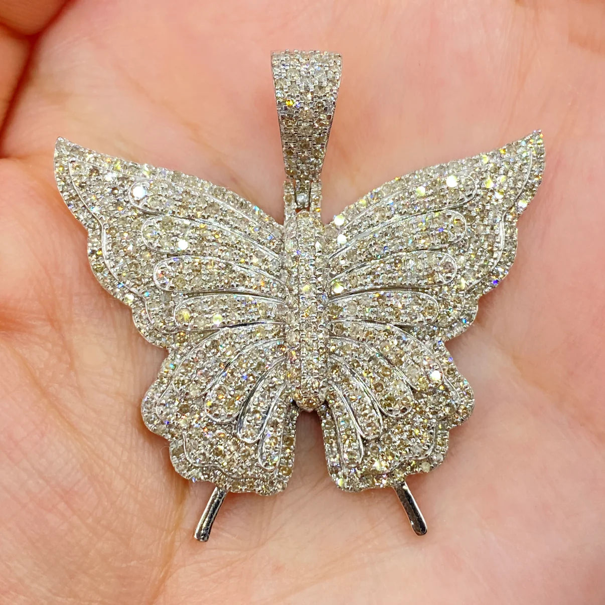 14k Gold Diamond Jumbo Butterfly Pendant