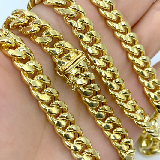 10K Yellow Gold Miami Cuban Link Chain 9mm