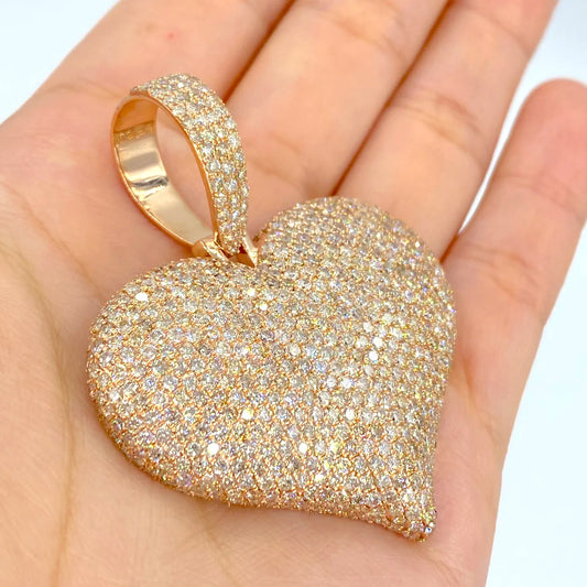 14k Gold Diamond Jumbo Heart Pendant