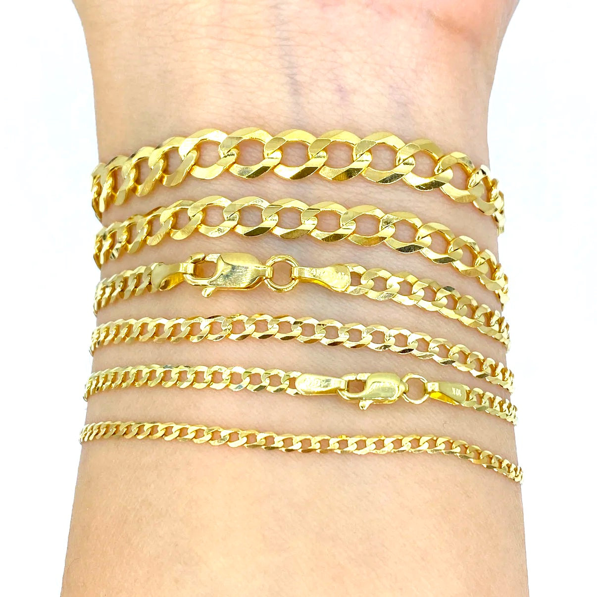 10k Gold Flat Cuban Link Anklets