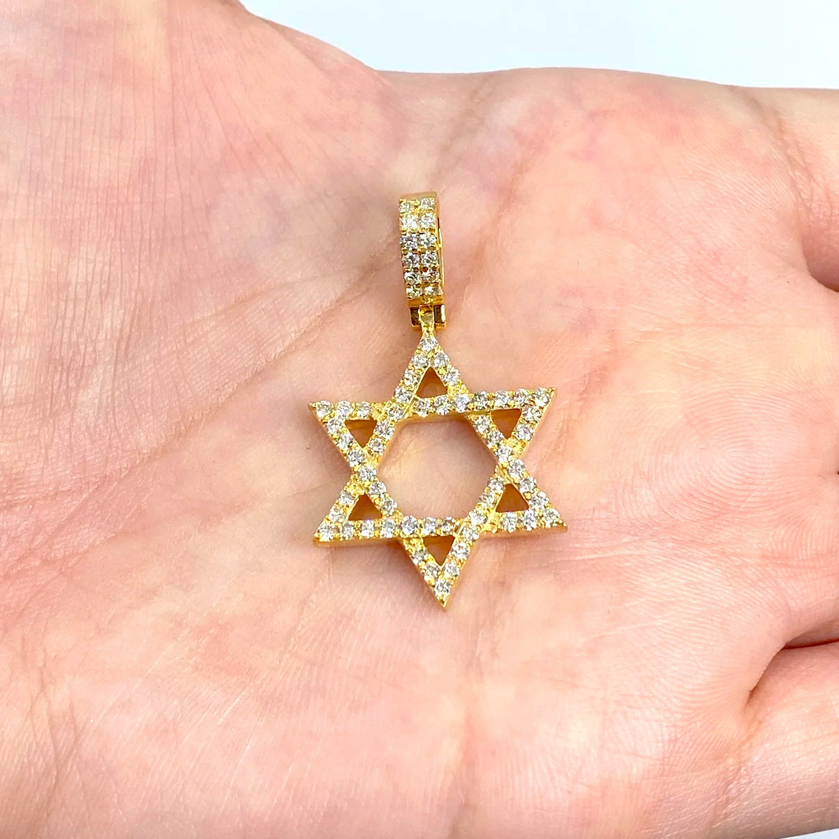 14k Gold Diamond Star Of David Pendant