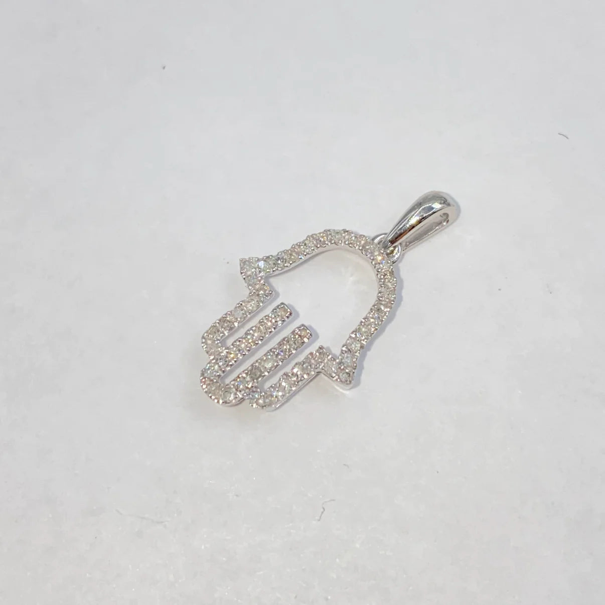 14K Gold Diamond Hamsa Pendant