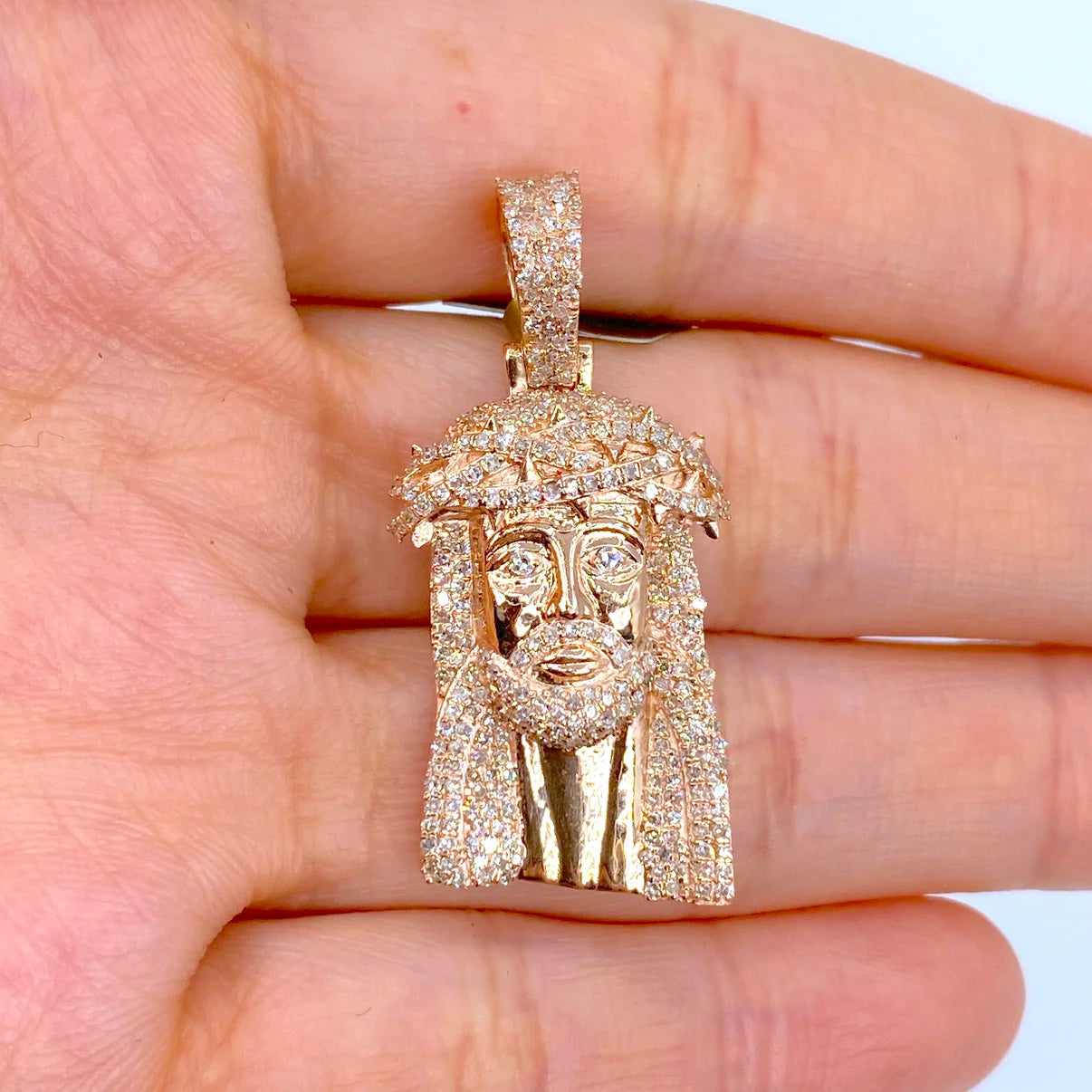 10k/14k Gold Diamond Jesus Head Pendant