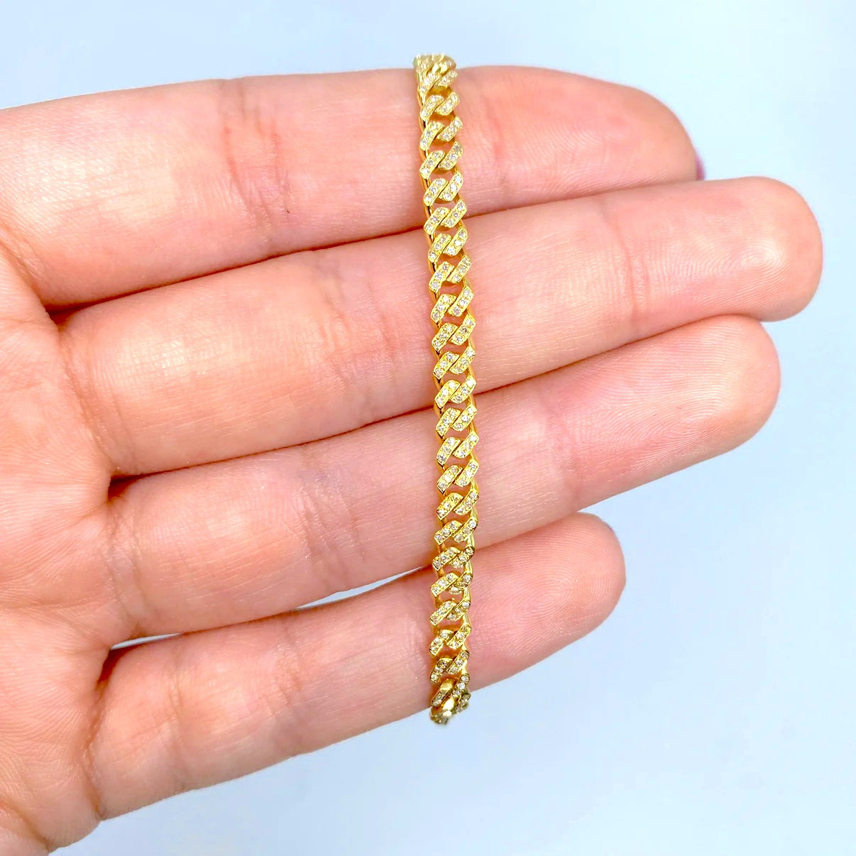 10K Gold Diamond Cuban Bracelet 4.5mm