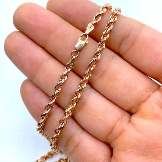 14K Rose Gold Rope Chain 3.7mm