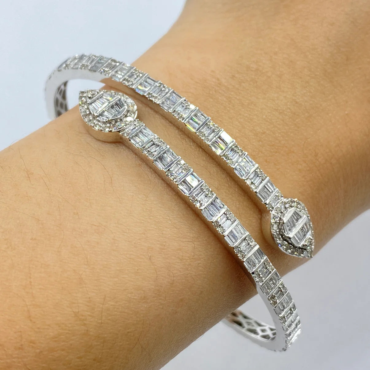 10K Gold Diamond Baguette Bangle Bracelet