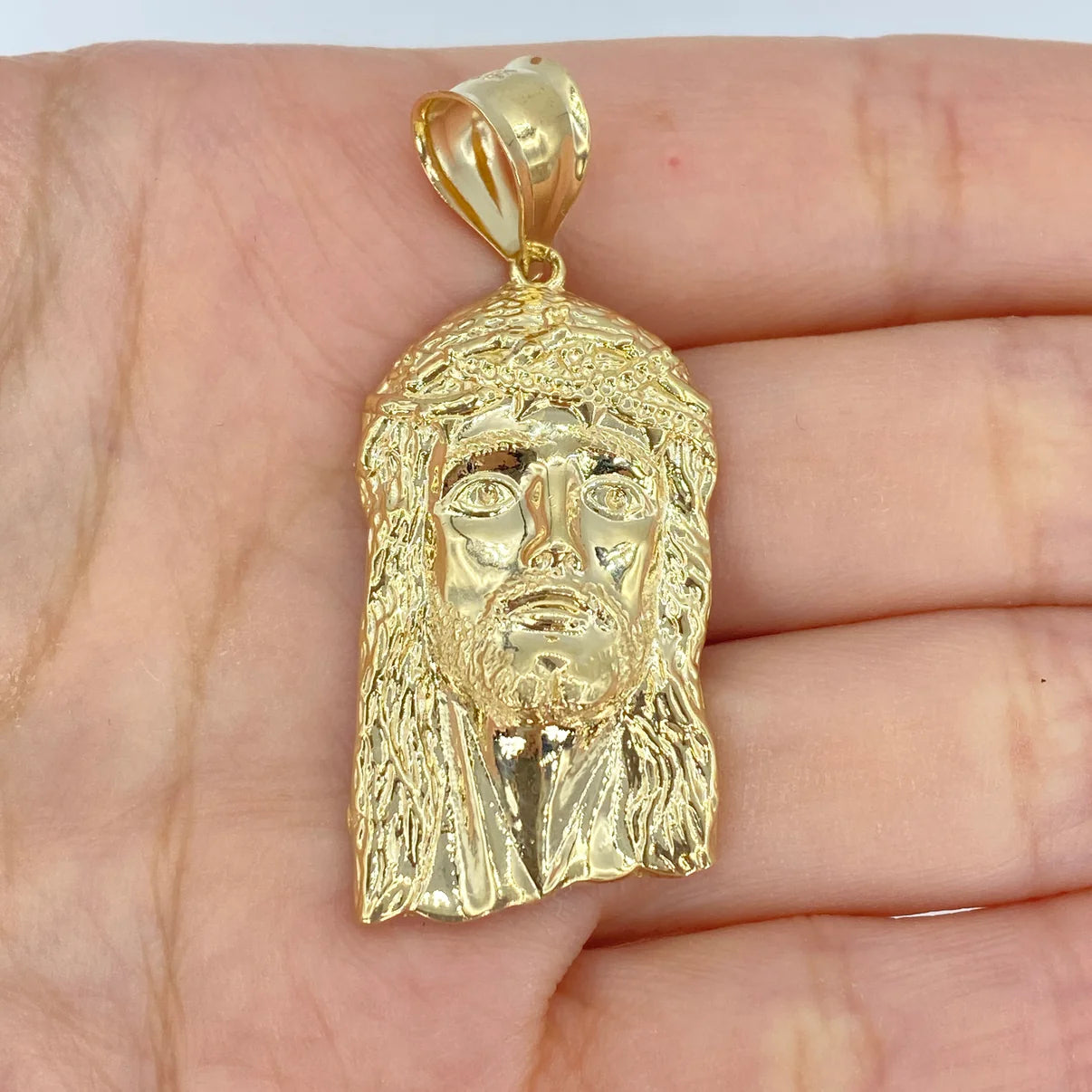 14K Gold Jesus Head Pendant