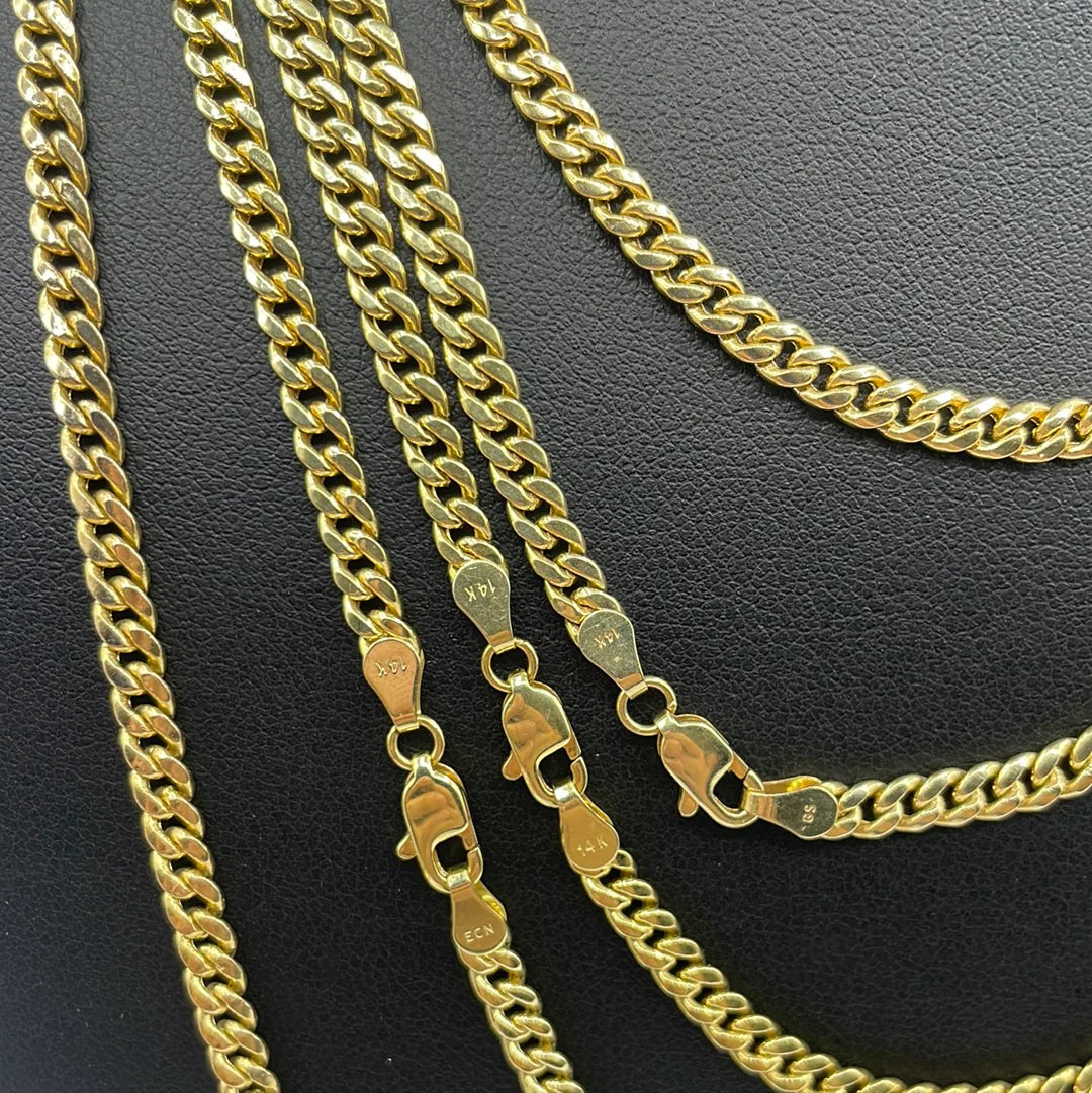 14K Yellow Gold Miami Cuban Link Chain 4mm