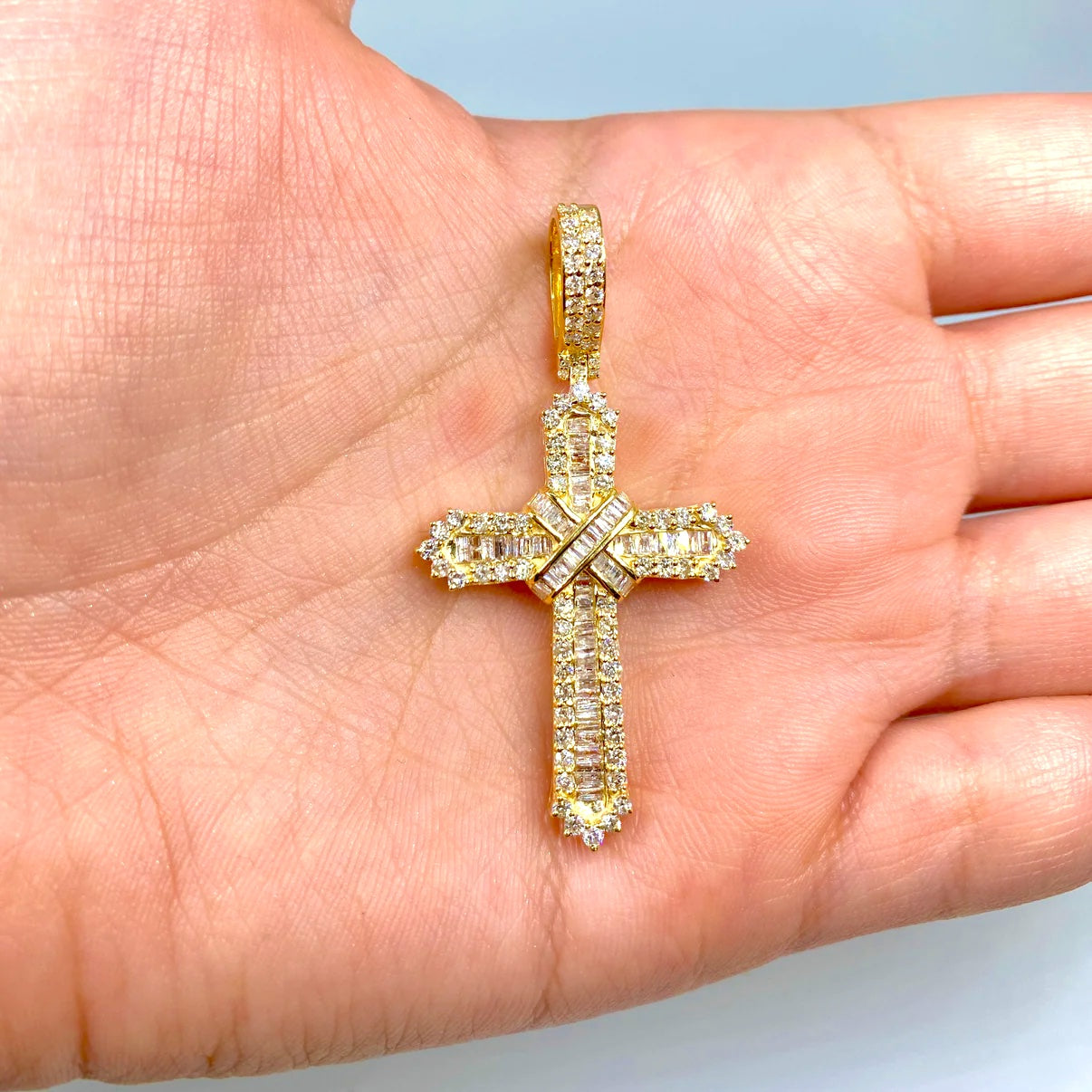 14K Gold Diamond Cross Pendant