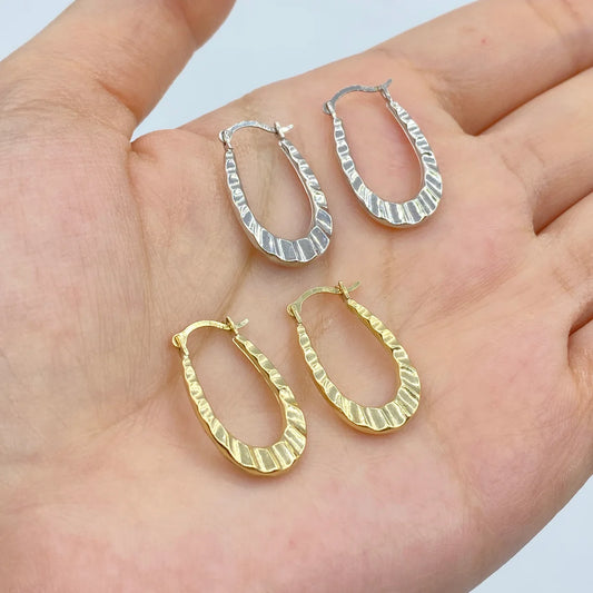 14K Yellow Gold Ruffle Hoop Earrings