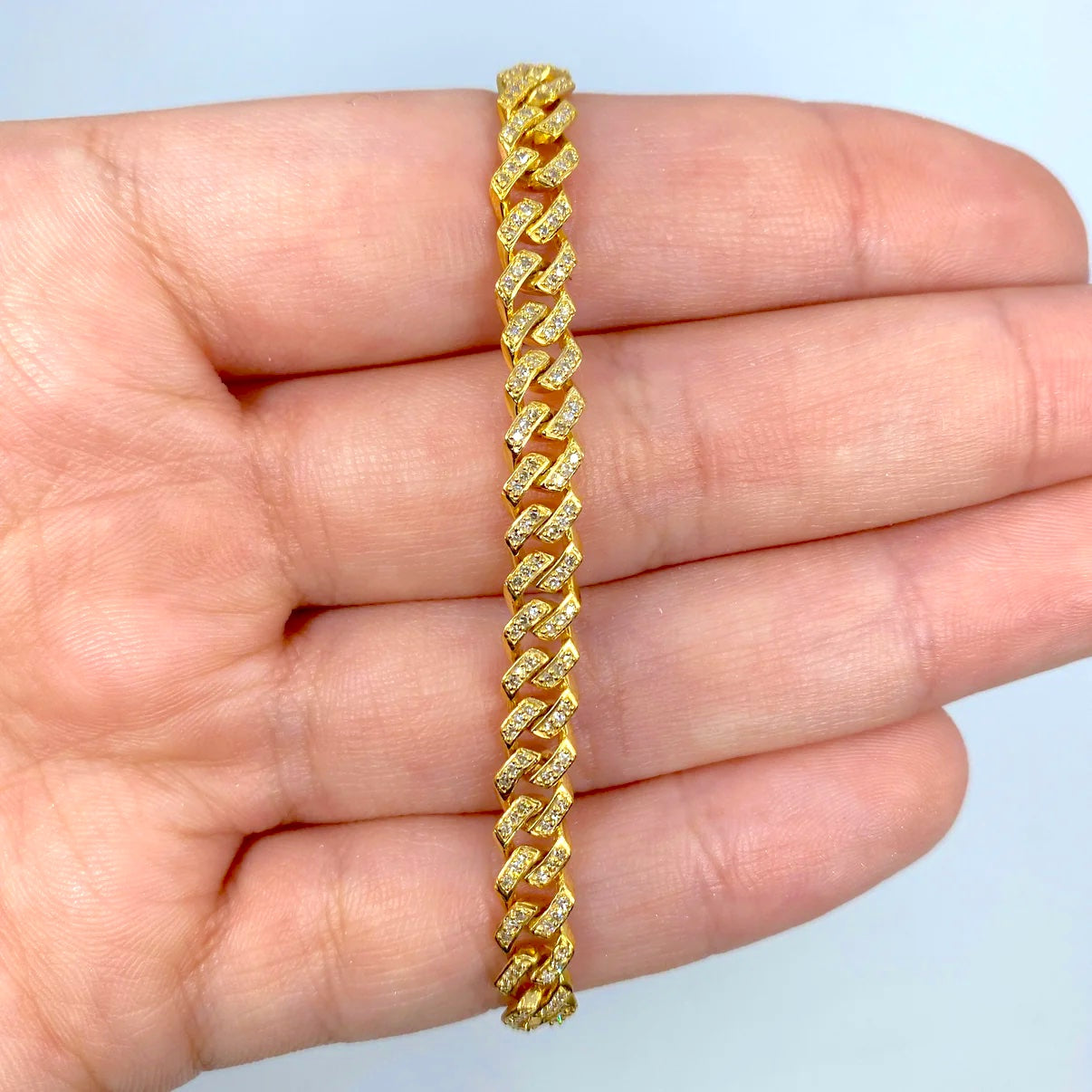 10K Gold Diamond Cuban Bracelet 5.5mm